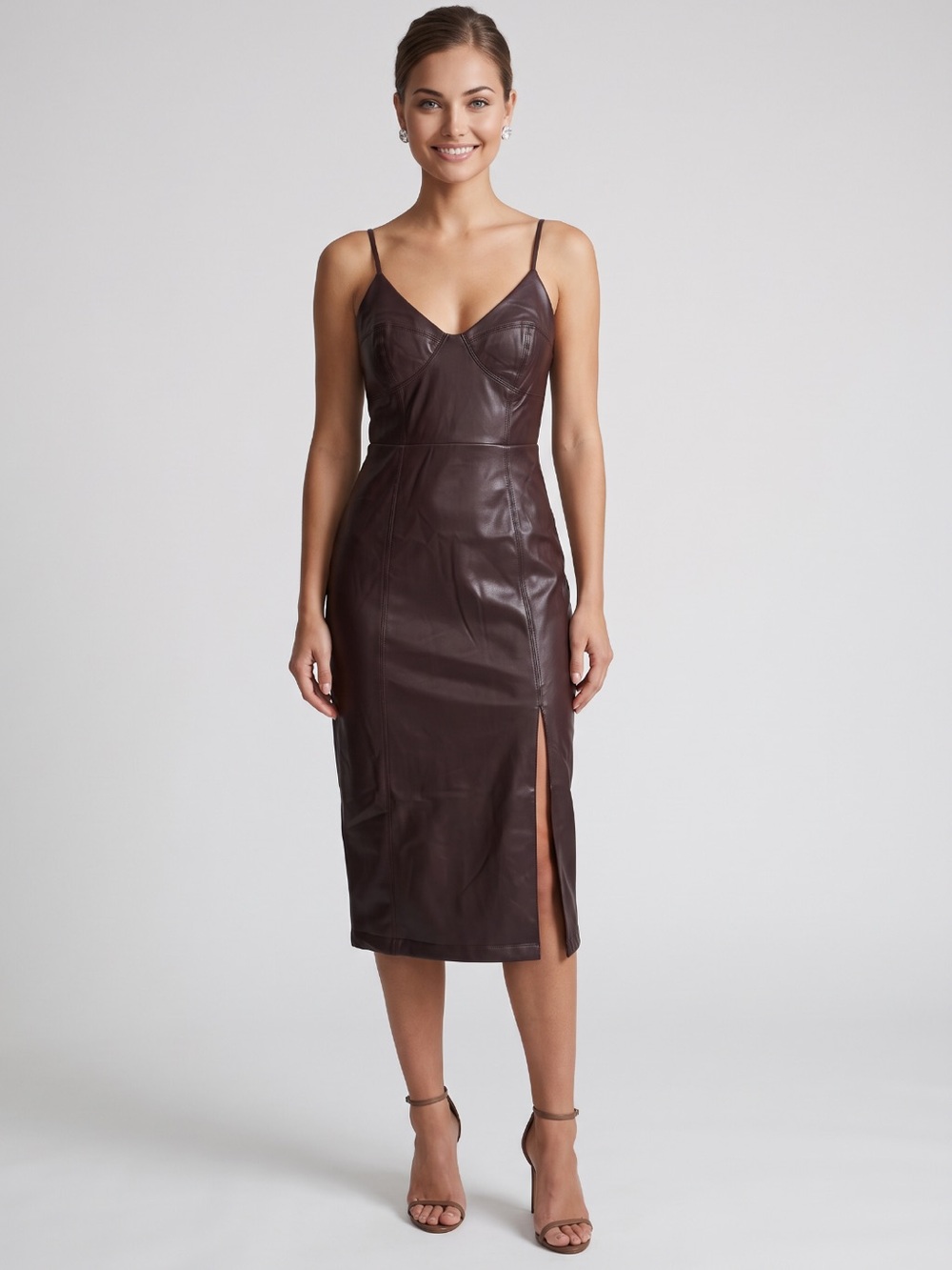 🌻NEW w/tags Lost + Wonder Cold Brew Dark Brown Midi Dress Spaghetti Straps XS